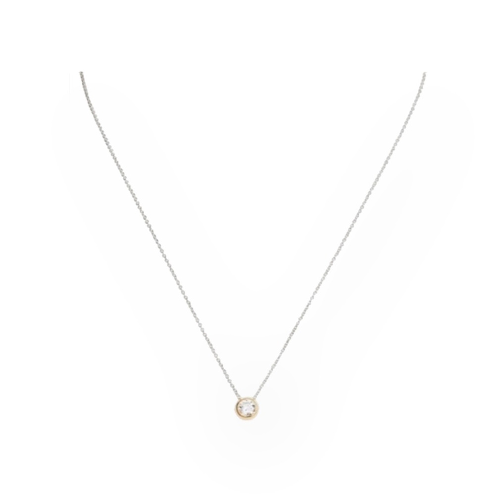 new Lassaire ☺︎︎ Bezel Set Simulated Diamond Necklace ☺︎︎ 18K Gold Plated 925 SS - Picture 14 of 16